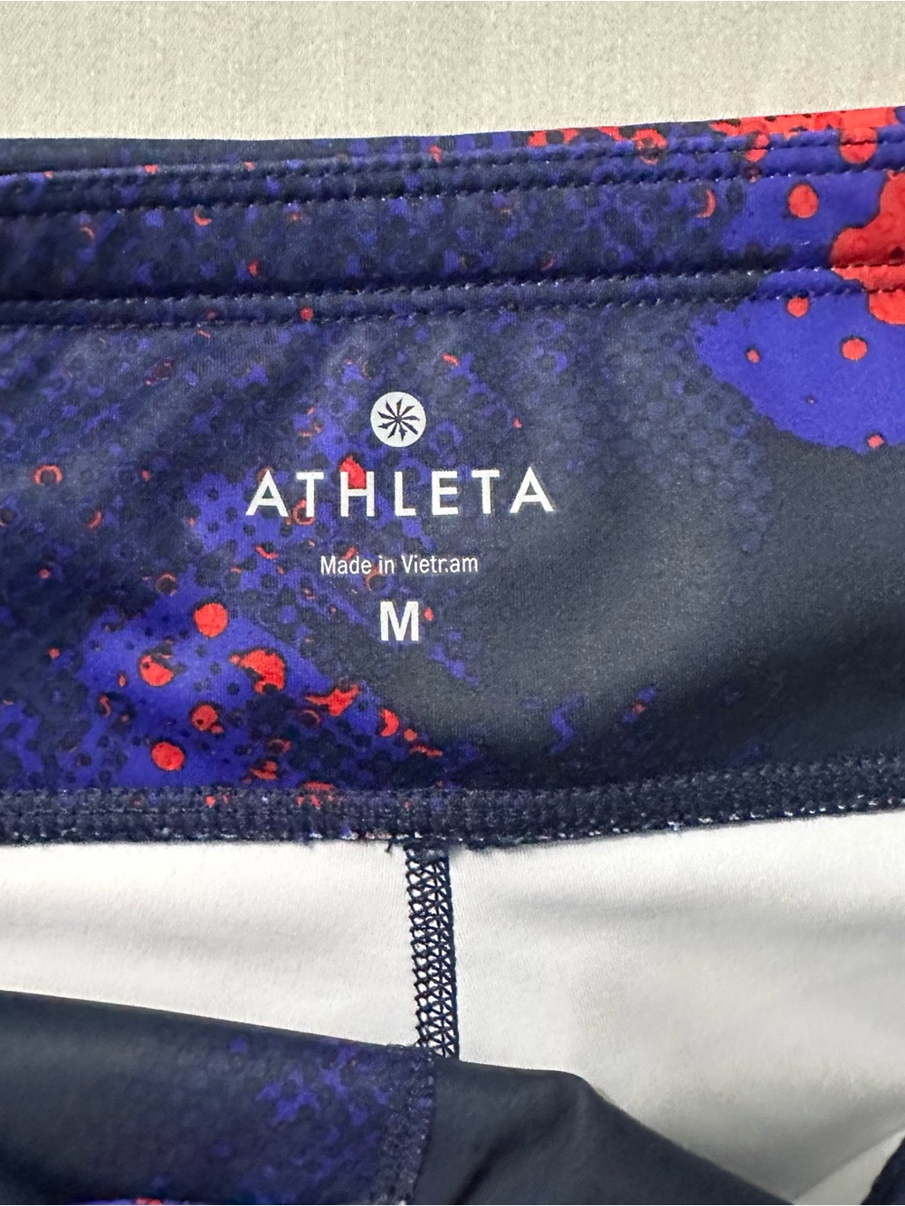 Athleta Cropped Leggings Womens M Medium Blue Orange Abstract Back Zip Pocket - Picture 4 of 12